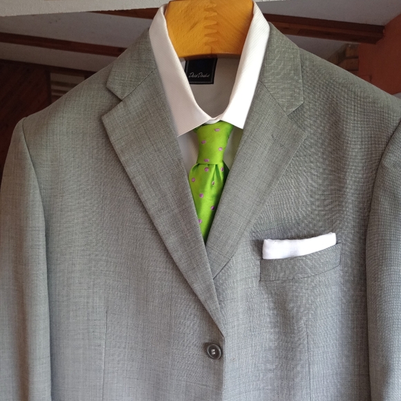 Louis Dell 'Olio Men's Silver Gray 3Btn/2Vents Suits Size 44XL W38 In33.5 - Picture 9 of 10
